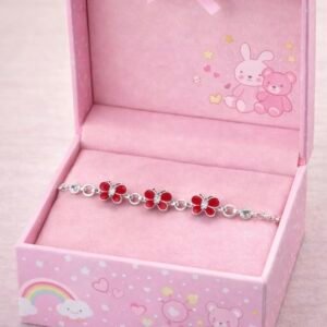 925 Ayar Gümüş Kelebek Detaylı Zirkon Taşı Mineli Çocuk Bilekliği .